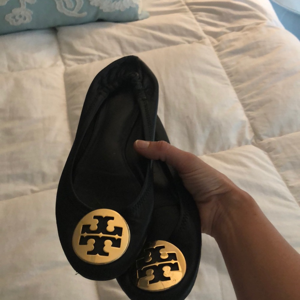 Tory Burch Black and Gold Flats